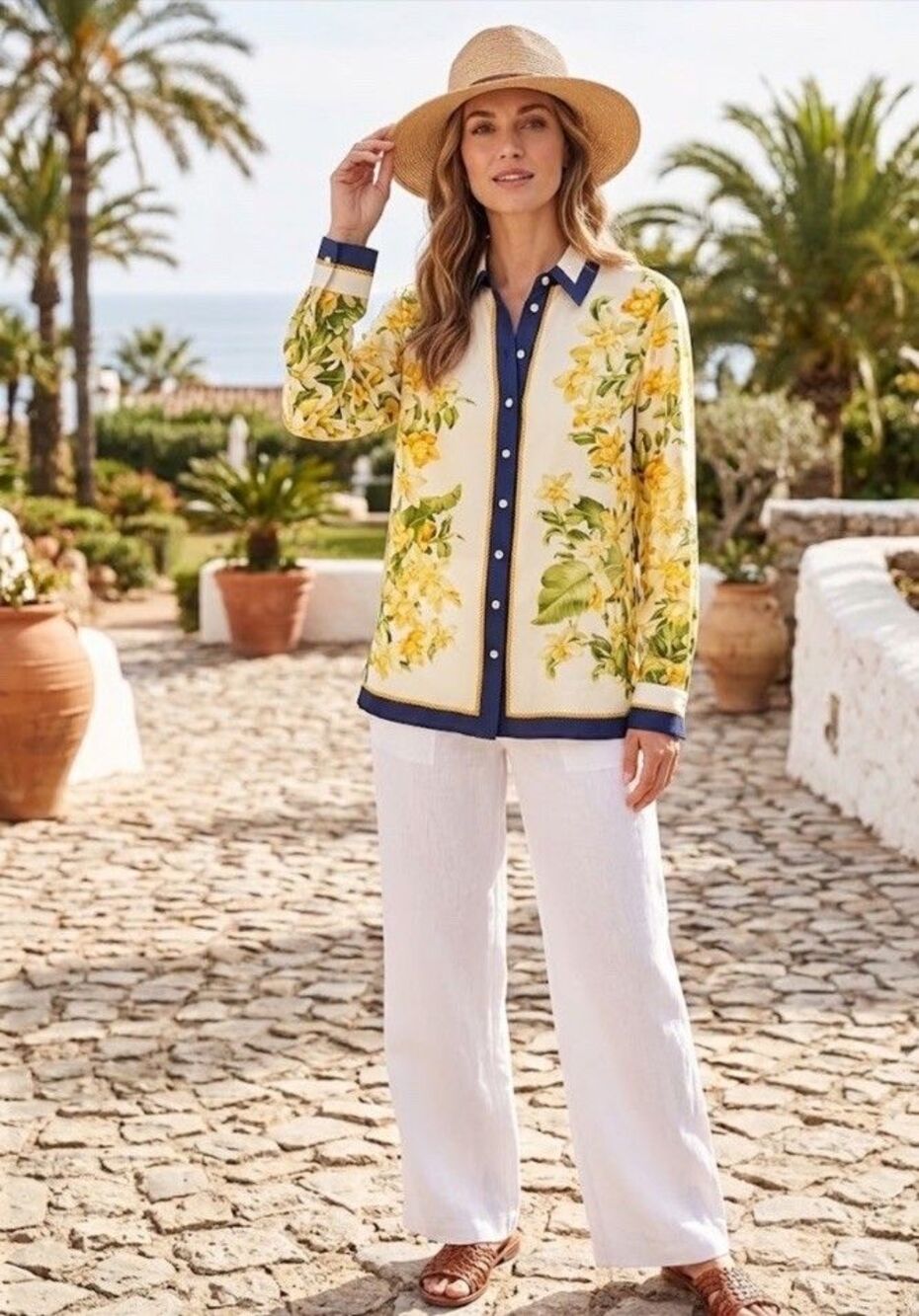 Tommy Bahama 100% Silk Floral Blouse Sz L Tan NWT Tropical Luxe Resort OldMoney